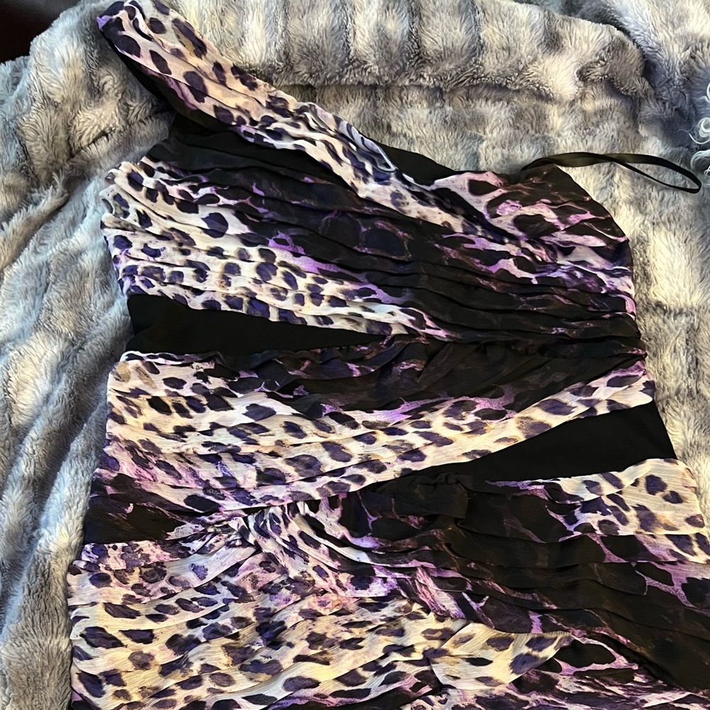 One Shoulder Leopard Print Fitted Dress